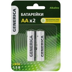 Изображение товара Батарейка Generica Alkaline пальчиковый LR6 1,5 В (2 шт.) (ABT-LR06-ST-L02-G/4885)