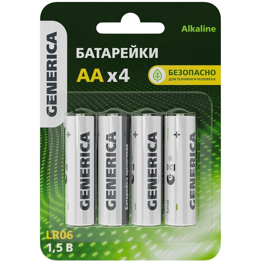 

Батарейка Generica Alkaline АА пальчиковый LR6 1,5 В (4 шт.) (ABT-LR06-ST-L04-G)