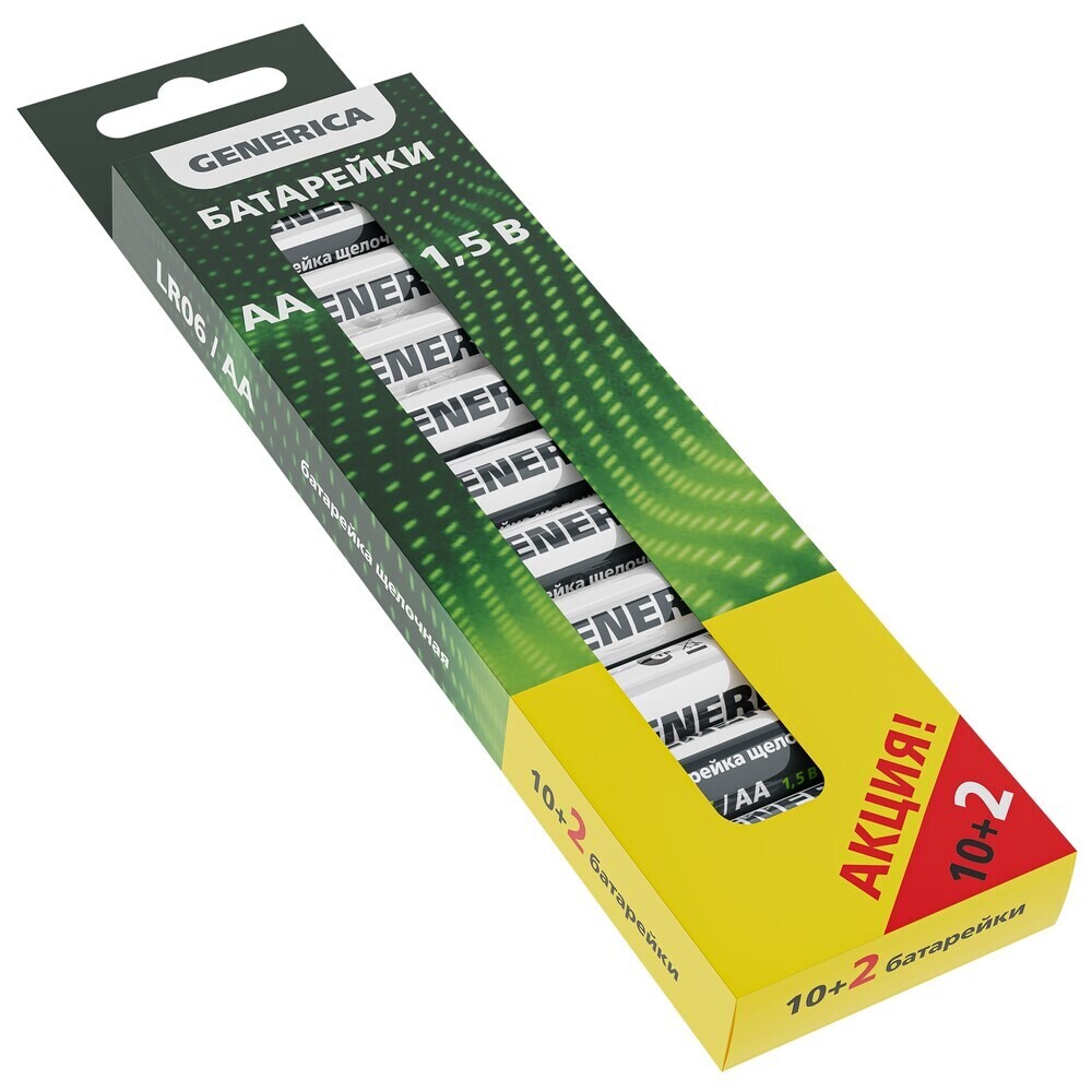 

Батарейка Generica Alkaline АА пальчиковый LR6 1,5 В (12 шт.) (ABT-LR06-ST-B12-G)