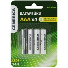 Изображение товара Батарейка Generica Alkaline мизинчиковый LR03 1,5 В (4 шт.) (ABT-LR03-ST-L04-G/4830)