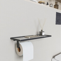 Держатель для туалетной бумаги Unit с полкой металл черный (74104565) - фото 3