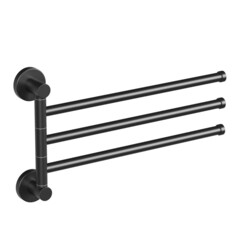 Изображение товара Полотенцедержатель Haiba HB8713 375 мм тройной поворотный на шуруп металл черный (550610)