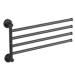 Изображение товара Полотенцедержатель Haiba HB8714 375 мм четверной поворотный на шуруп металл черный (550611)