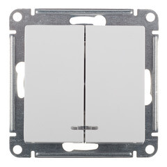 Изображение товара Выключатель Systeme Electric AtlasDesign двухклавишный встраиваемый белый с подсветкой (ATN000153)