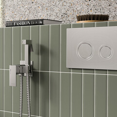 Смеситель с гигиеническим душем встраиваемый WasserKraft со скрытой частью в комплекте никель (A71338) - фото 3