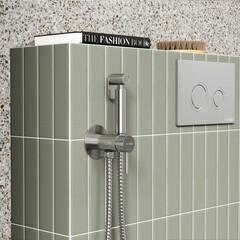 Смеситель с гигиеническим душем встраиваемый WasserKraft со скрытой частью в комплекте никель (A70338) - фото 3