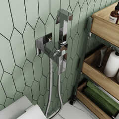 Смеситель с гигиеническим душем встраиваемый WasserKraft со скрытой частью в комплекте хром (A71138) - фото 3