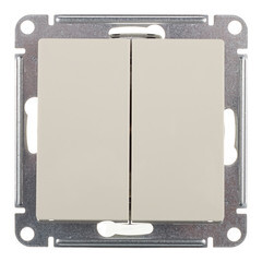 Изображение товара Выключатель Systeme Electric AtlasDesign двухклавишный встраиваемый бежевый (ATN000251)