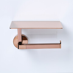 Держатель для туалетной бумаги WasserKraft с полкой металл золото (K-77725) - фото 4