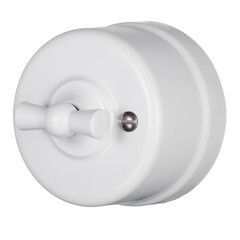 Выключатель Bironi Лизетта двухклавишный накладной белый ретро (B1-202-21) - фото 7