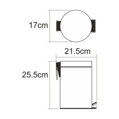 Ведро для мусора WasserKraft K-633LB с крышкой 3 л металл светлая бронза с педалью - фото 2