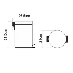 Ведро для мусора WasserKraft K-635W с крышкой 5 л металл белое с педалью - фото 2