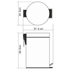 Ведро для мусора WasserKraft K-612 с крышкой 12 л металл хром с педалью - фото 2