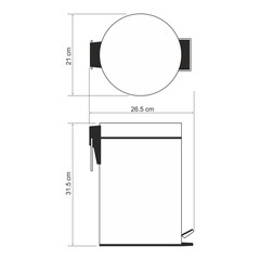 Ведро для мусора WasserKraft K-665 с крышкой 5 л металл никель с педалью - фото 2