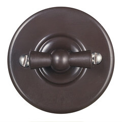 Выключатель Bironi Лизетта одноклавишный накладной коричневый ретро (B1-201-22) - фото 1