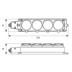 Розетка штепсельная UNIVersal четверная с заземлением IP44 черная - фото 3