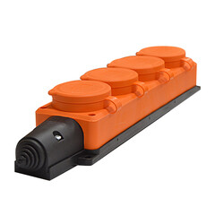 Колодка электрическая 4 розетки UNIVersal 16 А 250 В UNIVersal 3,5 кВт с заглушками компакт оранжевая (3035) - фото 3