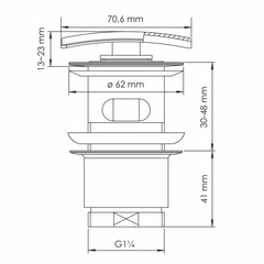 Донный клапан WasserKraft клик-клак G1 1/4 с переливом золото (A168) - фото 2