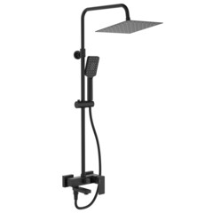 Душевая система WasserKraft Abens 2000 с верхним душем с лейкой с изливом черная (A27701)