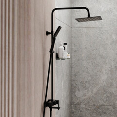 Душевая система WasserKraft Abens 2000 с верхним душем с лейкой с изливом черная (A27701) - фото 3