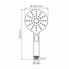 Лейка для душа WasserKraft d120 мм 1 режим без шланга латунь черная (A339) - фото 2