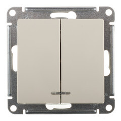 Выключатель Systeme Electric AtlasDesign двухклавишный встраиваемый бежевый с подсветкой (ATN000253) - фото 1