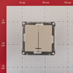 Выключатель Systeme Electric AtlasDesign двухклавишный встраиваемый бежевый с подсветкой (ATN000253) - фото 2