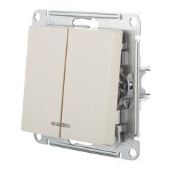 Выключатель Systeme Electric AtlasDesign двухклавишный встраиваемый бежевый с подсветкой (ATN000253) - фото 3