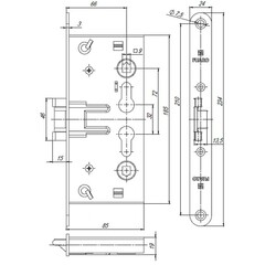 Замок врезной Fuaro FP.C-65.72-0432 B2B для противопожарной двери под цилиндр хром - фото 3