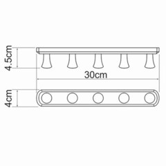 Вешалка для ванной WasserKraft 5 крючков на шуруп металл хром (K-1075) - фото 2