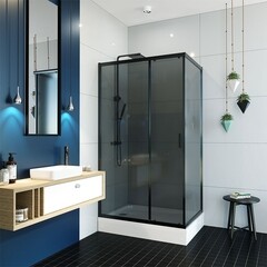 Душевой уголок Alex Baitler AB-1 черный 120х90х200 см прямоугольник стекло тонированное 6 мм (AB14120B4) - фото 4