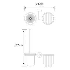 Ершик для унитаза WasserKraft Donau подвесной с корзиной для освежителя металл хром (K-9435) - фото 2