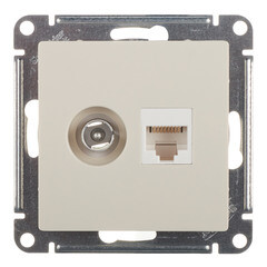 Изображение товара Розетка телевизионная/ компьютерная Systeme Electric AtlasDesign встраиваемая бежевая TV/ RJ45 (ATN000289)