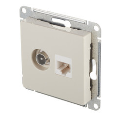 Розетка телевизионная/ компьютерная Systeme Electric AtlasDesign встраиваемая бежевая TV/ RJ45 (ATN000289) - фото 3