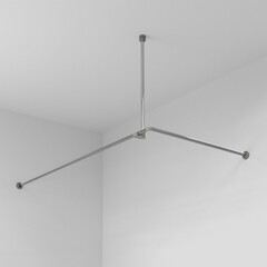 Карниз для ванной 180х90 см сборный Г-образный алюминий хром - фото 3