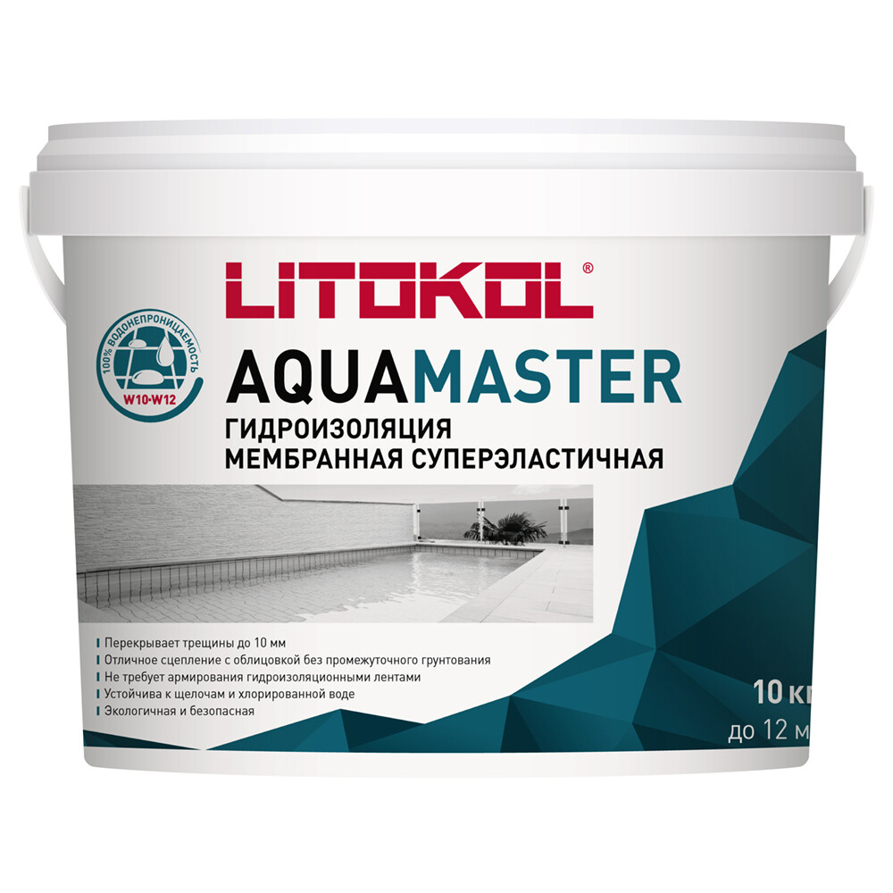 

Гидроизоляция полимерная Литокол Aquamaster серая 10 кг, Серый