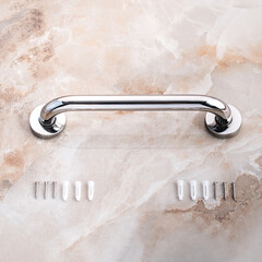 Поручень для ванной РМС 380 мм нержавеющая сталь хром (A1027) - фото 4