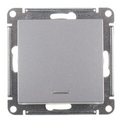 Выключатель Systeme Electric AtlasDesign одноклавишный встраиваемый алюминий с подсветкой (ATN000313) - фото 1