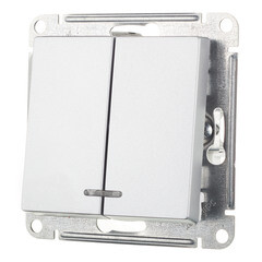 Выключатель Systeme Electric AtlasDesign двухклавишный встраиваемый алюминий с подсветкой (ATN000353) - фото 4