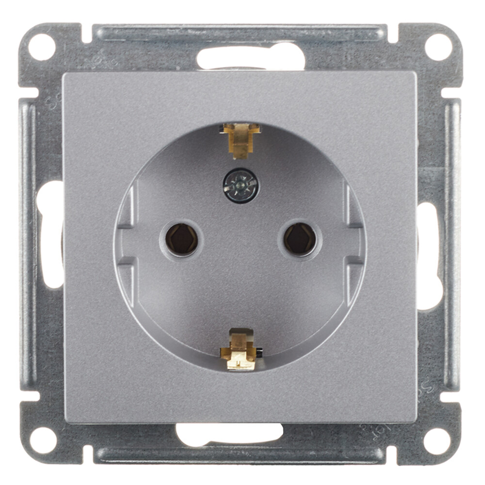 Изображение товара Розетка Systeme Electric AtlasDesign встраиваемая алюминий IP20 230В 16А