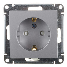 Розетка Systeme Electric AtlasDesign встраиваемая алюминий со шторками (ATN000345)