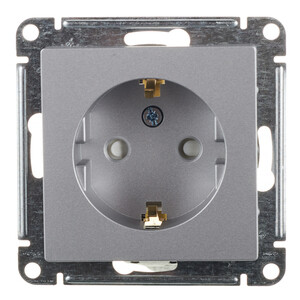 Розетка Systeme Electric AtlasDesign встраиваемая алюминий со шторками (ATN000345)