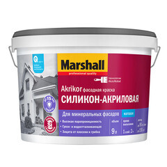 Изображение товара Краска фасадная Marshall Akrikor силикон-акриловая база BC бесцветная 9 л