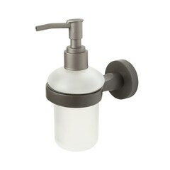 Дозатор для мыла Zenfort 21583 с держателем стекло матовый/металл графит (102078) - фото 1