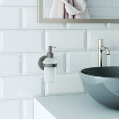 Дозатор для мыла Zenfort 21583 с держателем стекло матовый/металл графит (102078) - фото 2