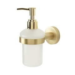 Дозатор для мыла Zenfort 23583 с держателем стекло матовый/металл золото (102048) - фото 1