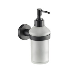 Изображение товара Дозатор для мыла Zenfort 20583 с держателем стекло матовый/металл черный (102033)