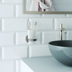 Стакан для ванной Zenfort 21584 с держателем стекло матовый/металл графит (102085) - фото 2