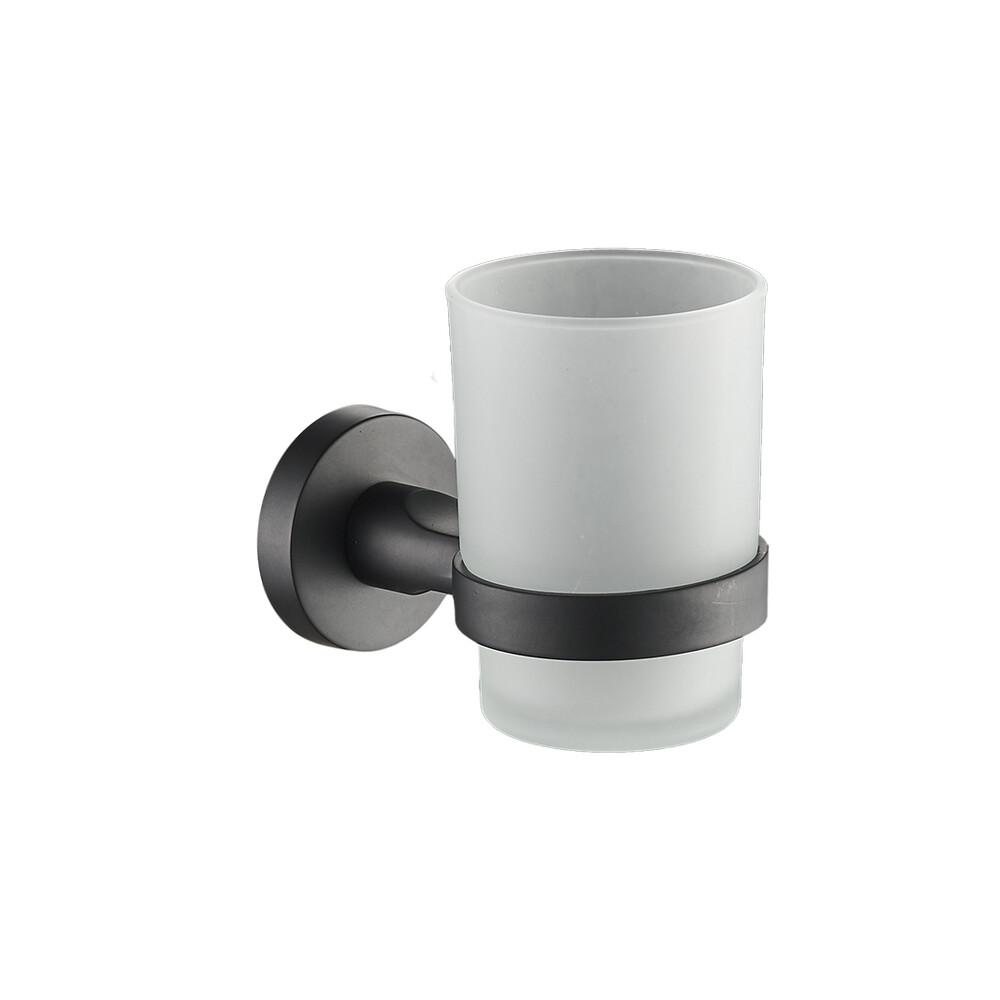 

Стакан для ванной Zenfort 20584 с держателем стекло матовый/металл черный (102042)