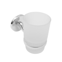 Изображение товара Стакан для ванной Delphinium 41884 с держателем стекло матовый/металл хром (102070)